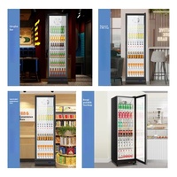Réfrigérateur vertical de merchandising avec porte en verre transparent et étagères réglables pour boissons, bières et produits réfrigérés emballés