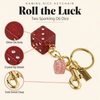Porte-clés dés à jouer, breloques dés translucides rouge rose pailleté avec points en cristal, anneau de suspension doré avec fermoir pivotant