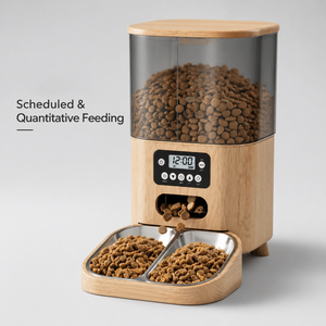 Dispensador de Comida para Perros con Diseño de Madera y Pantalla LCD, Capacidad de 4L para Vacaciones y Alimentación Diaria de Perros Pequeños/Medianos - Product Image 2