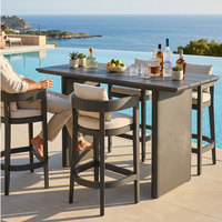 Ensemble de bar extérieur en aluminium YORLLA, table et tabourets de patio résistants aux intempéries avec coussins imperméables pour les centres de villégiature
