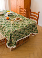 Nappe de designer pour tables rectangulaires, nappe de ferme en lin vintage avec motifs de fleurs, couverture de table pour décor de cuisine