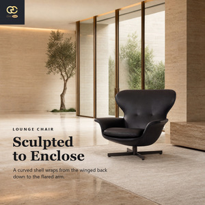 Fauteuil individuel en cuir noir de luxe, rembourré, de style italien moderne, pour salon, design de mobilier de villa, fauteuil inclinable confortable - Product Image 1