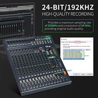 XTUGA BX16 Console de mixage audio stéréo professionnelle 16 canaux avec 24 groupes DSP et fonction Mute pour USB, idéale pour la scène et l'éclairage vidéo