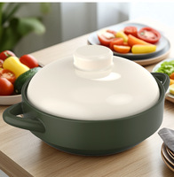 Casserole en céramique au design moderne avec couvercle Casserole en argile pour ragoût de soupe Marmite de cuisine pour le dîner et la viande