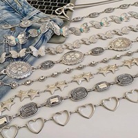 Chaîne de taille en métal argenté vintage bohème personnalisée en gros avec boucle ardillon 80-100 cm pour robe et jean femme, accessoire ceinture