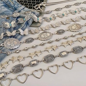 Cinto de Cintura de Metal Prateado Vintage Boêmio Personalizado por Atacado com Fivela de Pino 80-100cm para Vestidos e Jeans Femininos - Product Image 3