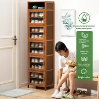 Meuble à chaussures sur pied en bambou haut de gamme, entrée, salon, mobilier de maison, design moderne et simple, 5 étagères, multifonctionnel