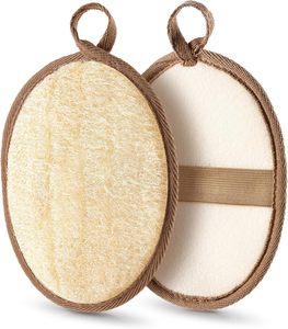 Grand Natural Gray Loofah Handheld Bath Brush Dead Skin Removing Exfoliating Body <b>Sponge</b> 9x12cm Round for <b>Shower</b> and Bath Use - Product Image 1