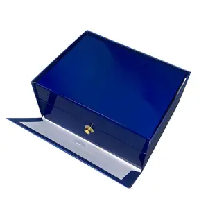 定制高品质标志奢华珠宝礼品包装蓝色木制手表盒男士手表旅行盒储物展示盒