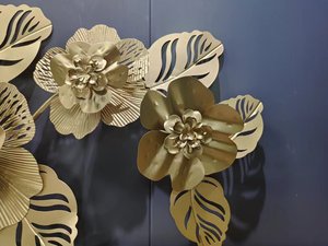 Décoration Murale Métallique Dorée de Luxe Style Nordique 123x59cm, Motif Floral Printanier, Idéal pour Hôtels et Décoration Personnalisée, Vente Directe Usine - Product Image 6
