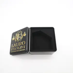 Trinket Jewelry Storage Box Decorative Boxes Metal Tins Portable Embossed Square Tin Box For Tattoo Machines
