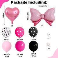 Kit de ballons en latex en gros, rose, noir, rouge rosé, à pois, avec nœuds et cœurs, pour anniversaire, Saint-Valentin, mariage, fête