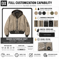 Blouson bomber à capuche MA-1 surdimensionné et court, avec manches zippées, délavé au soleil et effet délavé personnalisé, pour fabricants OEM ODM de marques