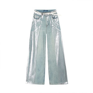 Design personnalisé Sense Jeans Style <span class=keywords><strong>Français</strong></span> Rétro Laver L'eau Lâche Tube Droit Pantalon Large Jambe - Product Image 5