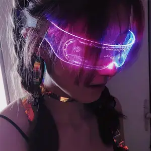 7 रंग 5 मोड भविष्य Cyberpunk चमकती चमक एलईडी का छज्जा प्रकाश अप के साथ चमकदार चश्मा बैटरी के लिए रात पार्टी बार क्लब