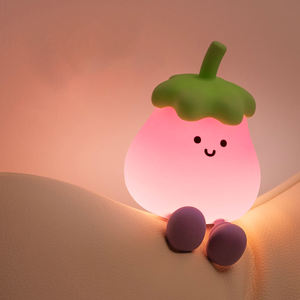 Eggplant Silicone Night <b>Light</b> USB Rechargeable LED Kids Bedside Lamp Warm <b>Light</b> Dimmable 3 Levels Nursery Lamp with 30 Min <b>Timer</b> - Product Image 5