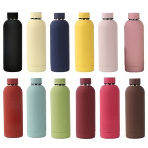 350ml/500ml/750ml/1000ml Custom Promotion logo Soft Touch Finish Insulated Double Wall Stainless <b>Steel</b> Water <b>Bottle</b> with Silicon - Product Image 3