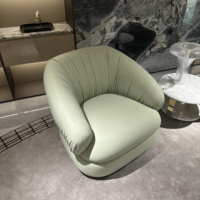 NOVA Home Furniture Chaise longue de style italien minimaliste verte douce et confortable avec décoration en métal doré
