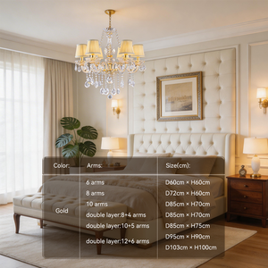 Lampadario di Lusso Moderno in Cristallo, Lampada a Sospensione Dorata con <span class=keywords><strong>Paralume</strong></span> a Candeliere e Luce Fluida per Ristorante, Isola Cucina, Bancone, Hall - Product Image 3