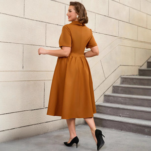 China Factory Wholesale Brown Casual <strong>Dresses</strong> Vintage <strong>Plus</strong> <strong>Size</strong> Vintage <strong>Dresses</strong> Retro <strong>1950s</strong> 60s Vintage Summer <strong>Dress</strong> - Product Image 2
