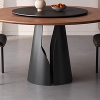 Table à manger ronde en chêne moderne avec pieds en métal, écologique et durable, 6 places, meubles pour la maison