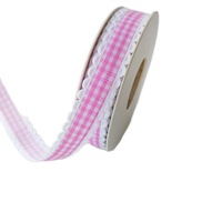 Ruban à carreaux ondulé de 1,5 cm avec bord crocheté pour emballage cadeau floral, nœuds DIY et accessoires vestimentaires