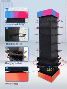 Best-Selling 360-Degree Four-Sided Rotating Display Stand <strong>Metal</strong> Supermarket Rack with Wire <strong>Shelving</strong> for <strong>Storage</strong> - Product Image 4