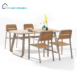 Ensemble de matériaux composites pour jardin Table en plastique et bois Mobilier d'extérieur pour jardin