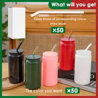 USA 16oz 500ml Blanc Sublimation Blanks Café Tasses En Verre Gobelet avec Couvercles Et Paille Blanche pour Halloween Fête Des Mères Cadeaux
