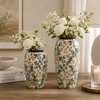 Vases en céramique de style campagnard français, pots à fleurs, jardinières, accessoires de décoration de bureau, vase en porcelaine bleu et blanc, décoration intérieure