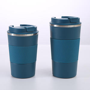 Taza de viaje de café con aislamiento de doble pared, taza de café de viaje de acero inoxidable con tapa y manga de silicona, 380ml/510ml, venta al por mayor - Product Image 3