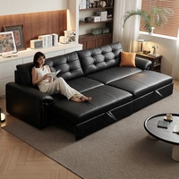 Extragroßes Leder-Schlafsofa Konvertierbares Schlafsofa Modernes Ausziehbares Sofa Multifunktionales Wohnzimmermöbel Apartment-Sofa
