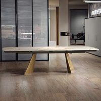 Meubles de salle à manger modernes et luxueux sur mesure avec pieds en métal et plateau en verre trempé, pliable pour plus de 10 places