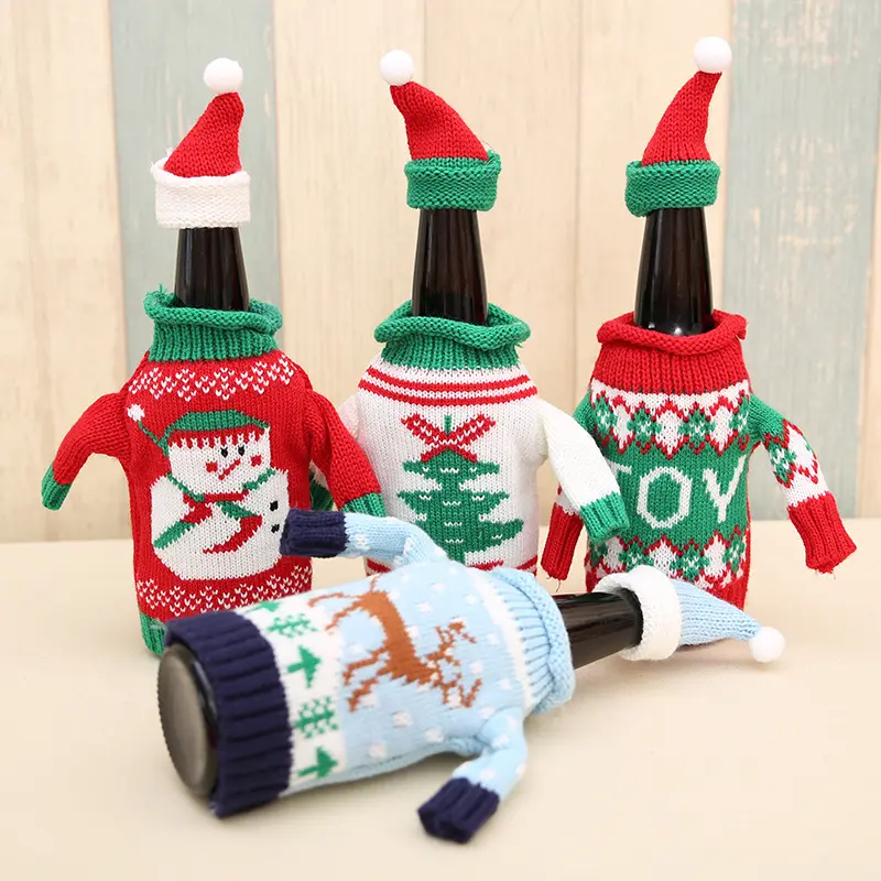 2022 Party christmas mini sweater wine bottle set bag ornaments christmas decorations christmas bottle cover