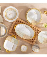 Services de vaisselle en porcelaine au design moderne, sans BPA, écologiques, étanches, compatibles micro-ondes, personnalisables, bols et plats de service