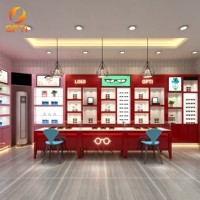 Comptoir d'exposition optique personnalisé à LED bleues pour magasin, vitrine de présentation de lunettes de soleil en ligne pour centre commercial, meuble pour l'intérieur de magasin de vente de lunettes