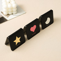 Logo personnalisé noir portable en plastique beauté grossissant maquillage de voyage mignon miroir compact sac à main mini miroir miroir de poche pliant