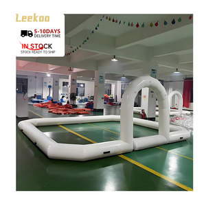 Piste de course gonflable blanche pour karts et voitures tamponneuses, aire de jeux gonflable extérieure pour enfants - Product Image 1