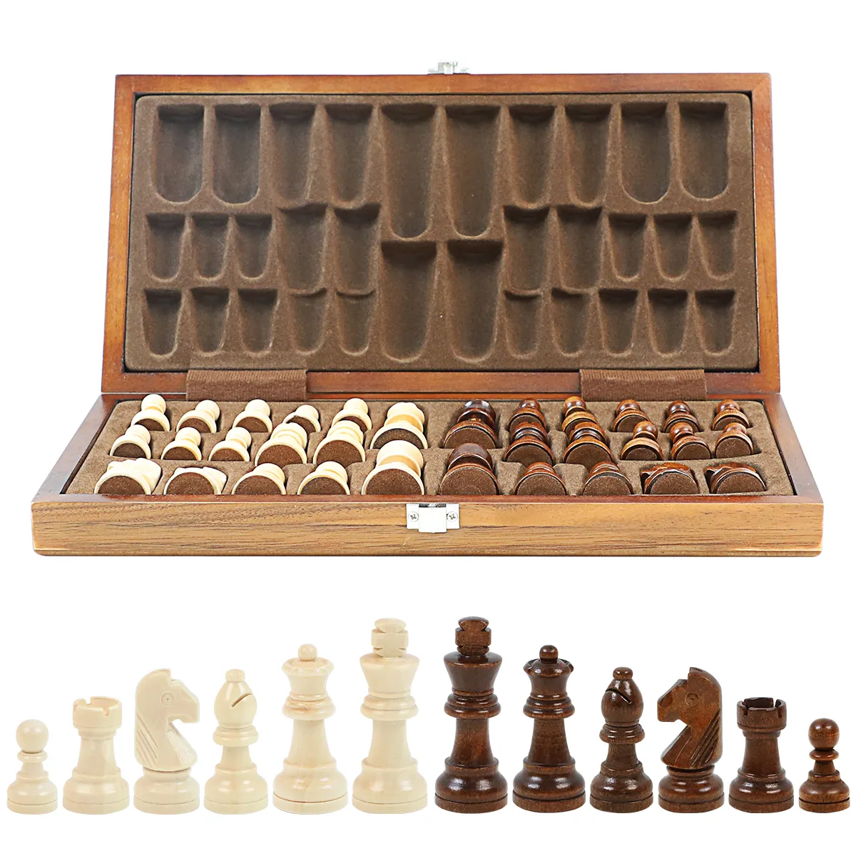 WG-CS10WM magnétique pliable noyer érable jeu d'échecs en bois 2.5 pouces jeu d'échecs pour jeu d'échecs avec 32/34 pièces 30*30*2.5cm