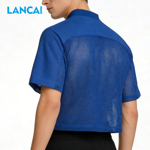 Dongguan Lancai Manufacturer Custom Printed Casual Sports Oversized Cropped Boxy Tees 100% Polyester Jersey Mesh t <b>Shirt</b> for <b>Men</b> - Product Image 4