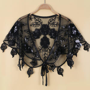 1920 عالية الجودة الديكور مساء الرأس سباركلي الترتر السترات الفضفاضة الزفاف التفاف الشالات تول يقشعر الستر الزفاف البنطال القصير - Product Image 1