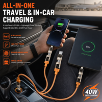 Kabel Pengisian Cepat 4-in-1 Multi USB 240W dengan Type-C/Micro USB untuk iPhone & Android Penggunaan Universal