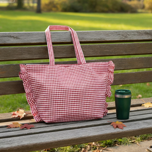 Nouveau sac de <span class=keywords><strong>shopping</strong></span> personnalisé <span class=keywords><strong>à</strong></span> carreaux rouges, écologique, portable, grande capacité, pour un usage quotidien, sacs fourre-tout pour femmes - Product Image 4
