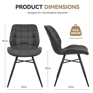 เก้าอี้ทานอาหารทันสมัยแบบมีพนักพิง หุ้มด้วยผ้าหนังกลับเทียม ขาโลหะเสริมแรง เฟอร์นิเจอร์สำหรับบ้าน ห้องครัว ห้องนั่งเล่น - Product Image 4