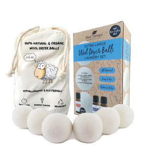 Paishang - <span class=keywords><strong>Bolas</strong></span> de Secadora Reutilizables de Lana 100% Nueva de Nueva Zelanda (Paquete de 6 con Bolsa de Algodón) para <span class=keywords><strong>Lavadora</strong></span> - Eliminación de Olores - Product Image 1
