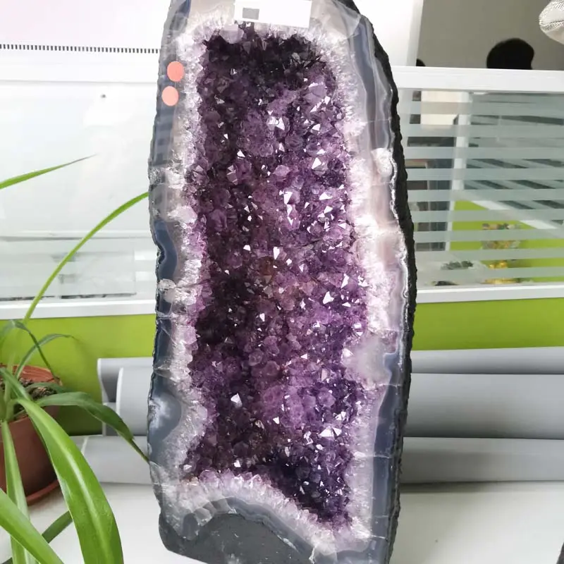 Wholesale Colored Reiki Amethyst Quartz Crystal Healing Geode Cluster For Home Decoration