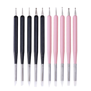Lot de 5 pinceaux pour nail art, double usage, stylo à points en silicone, pointe en caoutchouc, stylo à découper, fournitures de manucure pour salon - Product Image 5