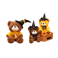 Ours en peluche avec chapeau de sorcière d'Halloween, décoration de festival de la citrouille, cadeau, nœud papillon d'Halloween, animal en peluche, poupée en peluche mignonne