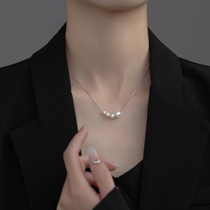 Collar de Plata de Ley S925 con Doble Capa de Perlas de Plata Triturada, Estilo Coreano, Producto Y01191 - Product Image 3