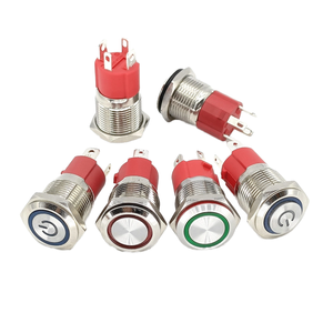 10A nút nhấn kim loại điện tử cao hiện tại 16mm IP65 chống nước LED tự khóa tự đặt lại chỉ báo nguồn Vòng 1NO - Product Image 2